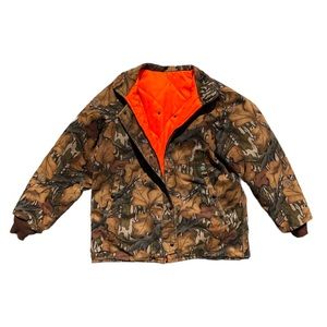 Vintage Heavy Mossy Oak Fall Camo Reversible Jacket